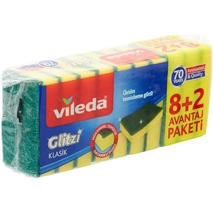 161919 Düz Hijyenik Bulaşık Süngeri, 8+2'li Promosyon Paket, Yeşil fiyatları