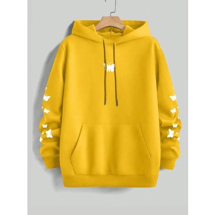 Punıx Büyük Beden Özel Tasarım Kapüşonlu Minimal Kelebekler Baskılı %100 Pamuk Oversize Kadın Sweatshırt