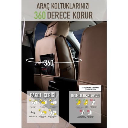 Citroen C4 Grand Picasso 3 Tekli Oto Koltuk Kılıfı Ön Arka Set Bej Scr