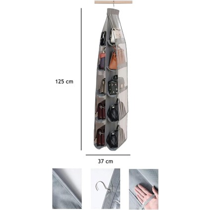 Çanta ve Ayakkabı Düzenleyici 10 Cepli, Dolap Içi Askılı Pencereli Çanta Cüzdan Ayakkabı Organizer modelleri