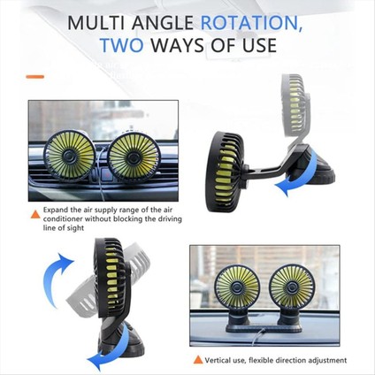 Evrensel Araç Fanı Ayarlanabilir Çift Kafa USB ile Çalışan 3 Hızlı Gösterge Paneli Soğutma Havası (Yurt Dışından) indirimleri