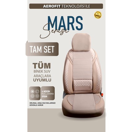 Fiat Freemont Uyumlu Lüks Yarı Deri Bel Destekli Oto Koltuk Kılıfı Vera Series Bej Renk modelleri