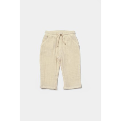 Unisex Bebek Pamuklu Bej Kuzu Nakışlı Düğmeli Müslin Takım - Organik Kumaşlı fırsatları