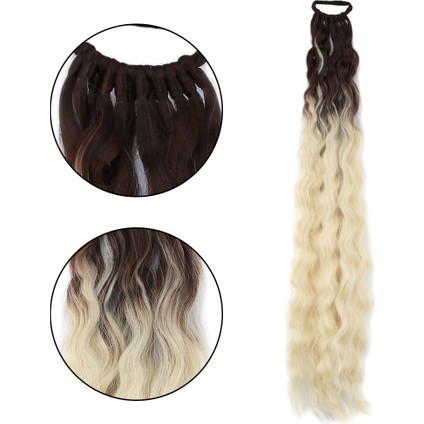 Lastik Tokalı At Kuyruğu Kabarık Afro Dalgalı / Kumral / Platin Ombre fiyatları