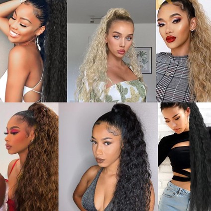 Lastik Tokalı At Kuyruğu Kabarık Afro Dalgalı / Kumral / Platin Ombre modelleri