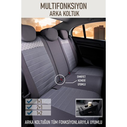 Audi A6 Serisi Uyumlu Yarı Deri Oto Koltuk Kılıfı Ön/arka 5 Li Set Norm Füme modelleri