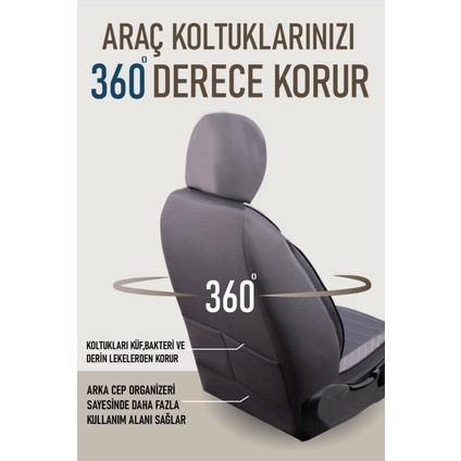 Audi A6 Serisi Uyumlu Yarı Deri Oto Koltuk Kılıfı Ön/arka 5 Li Set Norm Füme indirimleri