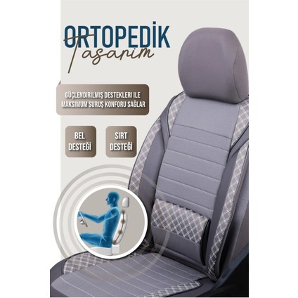 Audi A6 Serisi Uyumlu Yarı Deri Oto Koltuk Kılıfı Ön/arka 5 Li Set Norm Füme