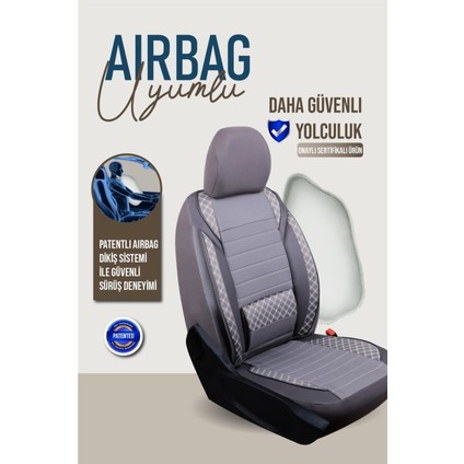 Audi A6 Serisi Uyumlu Yarı Deri Oto Koltuk Kılıfı Ön/arka 5 Li Set Norm Füme