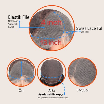 Gür Yoğun Su Dalgalı Koyu Kumral Fiber Sentetik Uzun Tül Peruk