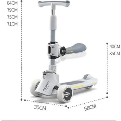 3 Tekerlekli Katlanabilir Çocuk Scooterı | Işıklı & Müzikli | Ayarlanabilir Yükseklik | Oturmalı & Ayakta Kullanım | 1-12 Yaş | 80KG Taşıma Kapasiteli Scooter fiyatları