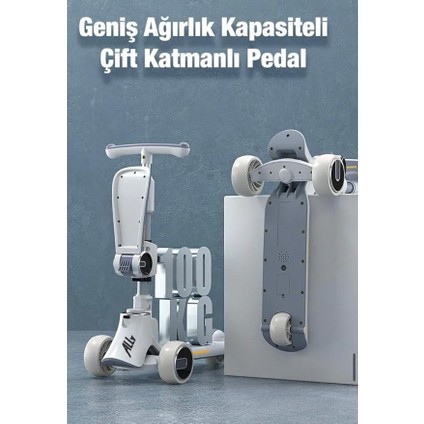 3 Tekerlekli Katlanabilir Çocuk Scooterı | Işıklı & Müzikli | Ayarlanabilir Yükseklik | Oturmalı & Ayakta Kullanım | 1-12 Yaş | 80KG Taşıma Kapasiteli Scooter modelleri