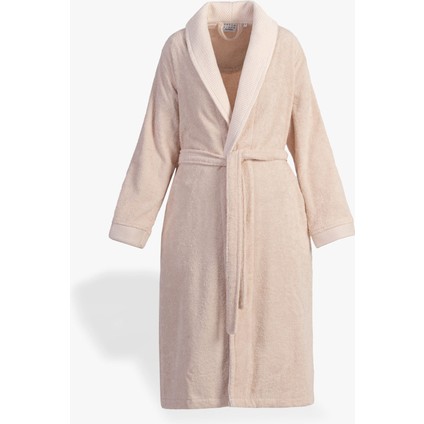 Lara Kadın Bornoz %100 Pamuk Jakarlı Açık Somon