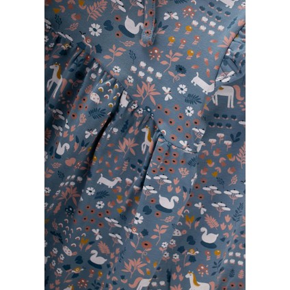 Desenli Mevsimlik Elbise 1-7 Yaş İndigo Mavi modelleri