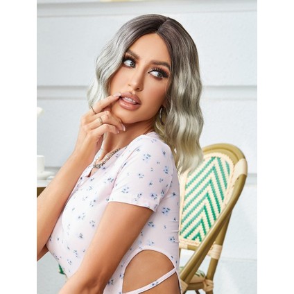 Kahverengi / Beyaz Platin Ombreli Küt Tül Peruk fırsatları