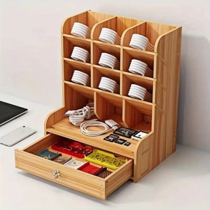 Bölmeli ve Çekmeceli Ahşap Organizer fırsatları