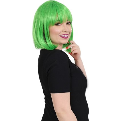 Küt Kahküllü Fiber Sentetik Peruk / Neon Yeşil fiyatları