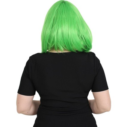 Küt Kahküllü Fiber Sentetik Peruk / Neon Yeşil fırsatları
