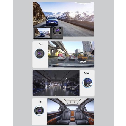 3 Kameralı Araç Içi Kayıt Cihazı Suya ve Toza Dayanıklı Tasarım indirimleri