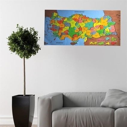 Buffer® Renkli Türkiye Haritası Manyetik Yapıştırıcı Gerektirmeyen Duvar Stickerı 118 cm * 56 cm indirimleri