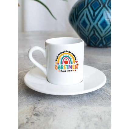 24 Kasım Öğretmenler Gününe Özel Kişileştirilebilir Porselen Türk Kahvesi Fincanı Harika Hediye Fikri