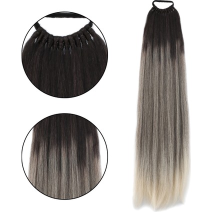 Lastik Tokalı At Kuyruğu Düz / Kumral / Beyaz Platin Ombre fiyatları