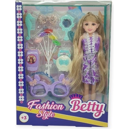 Güzellik Seti 7 Parça Aksesuarlı Bebek Seti - Mor (Lisinya)