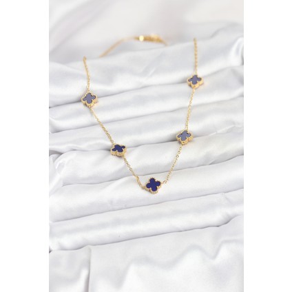 316L Çelik Zincir Gold Renk Lacivert Baby Boy Yonca Kadın Kolye - Lisinya fiyatları