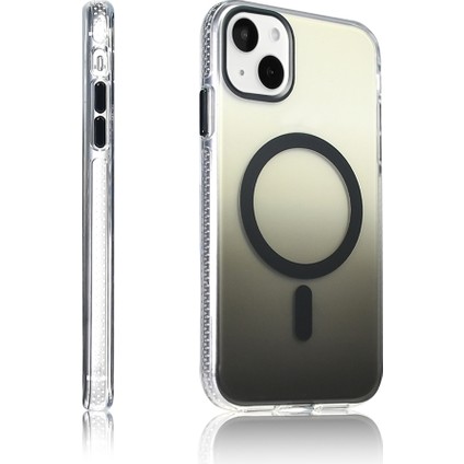 iPhone 15 Kılıf M-Safe Şarj Özellikli Transparan Renk Geçişli Zore Toros Kapak - Gold
