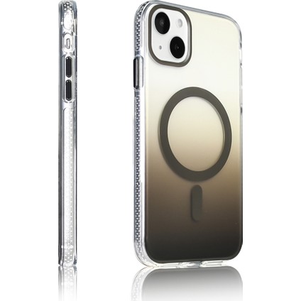 iPhone 15 Kılıf M-Safe Şarj Özellikli Transparan Renk Geçişli Zore Toros Kapak - Gold
