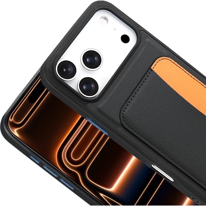 iPhone 17 Pro Kılıf Kartlıklı Zore X-Kart Silikon Kapak - Turuncu