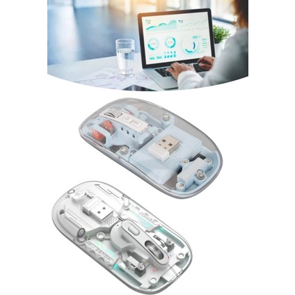 Sessiz Tıklama Çift Modlu Bluetooth ve Alıcı Şeffaf Mouse Fare modelleri