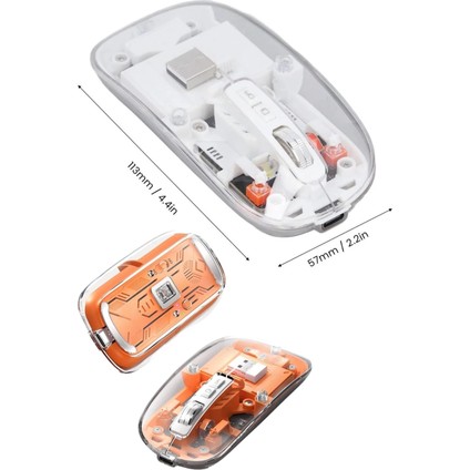 Sessiz Tıklama Çift Modlu Bluetooth ve Alıcı Şeffaf Mouse Fare indirimleri