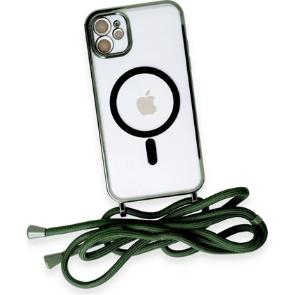 iPhone 11 Kılıf Divo Lazer Askılı Magsafe Kapak - Koyu YEŞIL-(5796) - ?77?84E9-0G3477 fırsatları