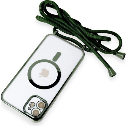 iPhone 11 Kılıf Divo Lazer Askılı Magsafe Kapak - Koyu YEŞIL-(5796) - ?77?84E9-0G3477 indirimleri