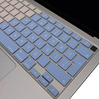 MacBook Air 13 Inç Klavye Koruyucu – A2179/A2337 M1 Uyumlu • Türkçe Q Baskı Stiker • Ultra Ince Silikon Toz & Sıvı Koruma Filmi Mavi Pembe fiyatları