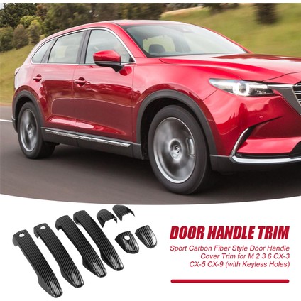 Mazda 2 3 6 Cx-3 Cx-5 Cx-9 (Anahtarsız Deliklerle) Spor Karbon Fiber Tarzı Kapı Kolu Kapak Kaplaması (Yurt Dışından) fırsatları