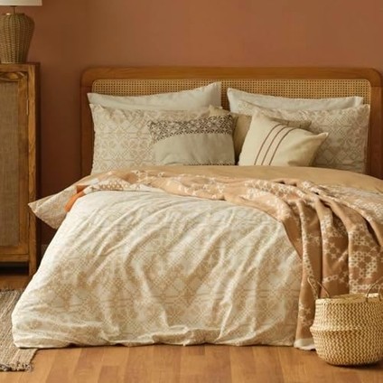 Lilith Geometrik DESENLI%100 Pamuk Ranforce Nevresim Seti, Bej, Tek Kişilik (Nevresim: 160X220 cm / 1 Adet Yastık Kılıfı: 50X70 Cm) fiyatları