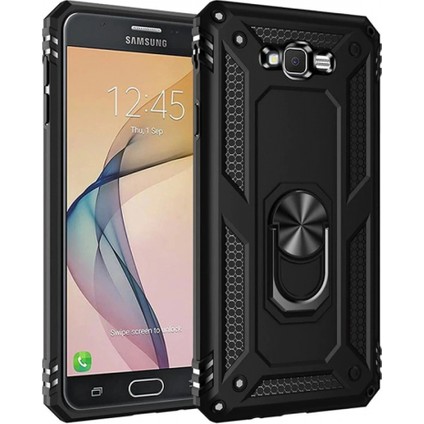 Ieg Samsung Galaxy J7 Kılıf Sofya Yüzüklü Silikon Kapak - Siyah