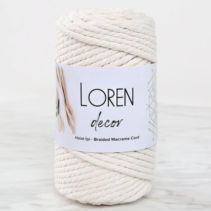 Loren Decor 3 Büküm Makrome Ipi Krem- L002