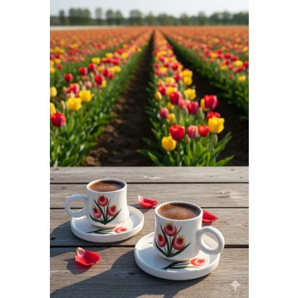 2’li Takım Tomurcuk Desenli El Yapımı Kazan Seramik Kahve Fincanı, Kahve Fincanı, Hand Made