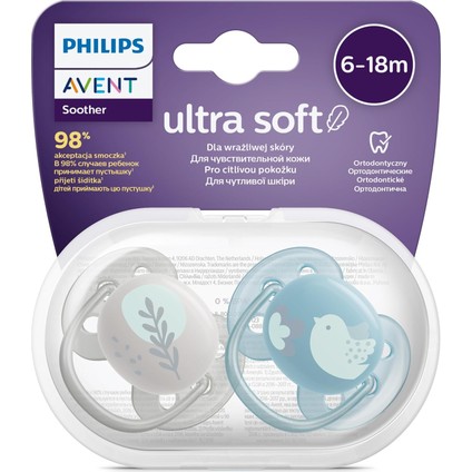 Philips Avent Ultra Soft Emzik, Erkek Bebekler Için 6‑18 Ay, 2’li Paket, Ortodontik Silikon, Flexifit Kalkanlı, Ultra Yumuşak, Bpa Içermez, Taşıma Kutulu, SCF091/15