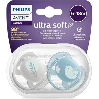 Philips Avent Ultra Soft Emzik, Erkek Bebekler Için 6‑18 Ay, 2’li Paket, Ortodontik Silikon, Flexifit Kalkanlı, Ultra Yumuşak, Bpa Içermez, Taşıma Kutulu, SCF091/15 modelleri
