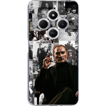 Redmi 14C Uyumlu Mustafa Kemal Atatürk Kolaj Baskılı Silikon Kılıf