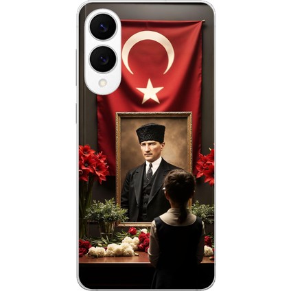 Samsung Galaxy S25 Edge Uyumlu Atatürk Türk Bayrağı Tablo Baskılı Silikon Kılıf