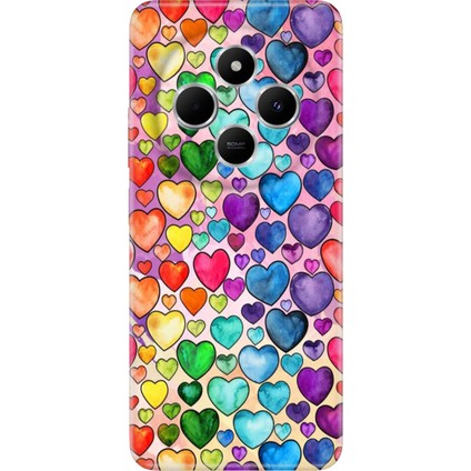 Xiaomi Redmi 14C Kılıf Renkli Rubber Desenli Silikon Kalp Çizim