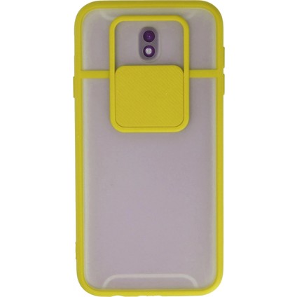 Samsung Galaxy J7 Pro / J730 Kılıf Palm Buzlu Kamera Sürgülü Silikon - Sarı