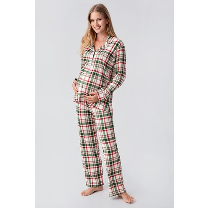 Termal Uzun Kollu Düğmeli Ekose Desenli Esnek Yumuşak Dokulu Pijama Takım 18221 fiyatları
