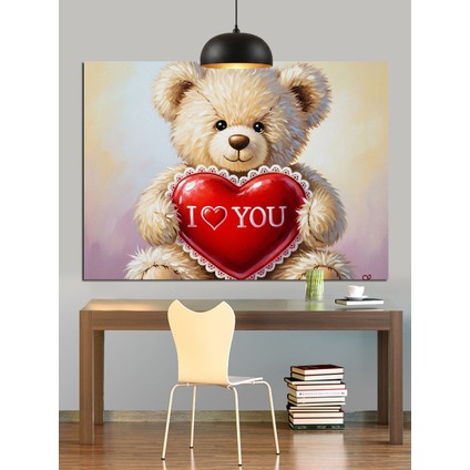 Kalpli Ayıcık "seni Seviyorum" Yazılı Dekoratif Kanvas - Mdf Ahşap Tablo fiyatları