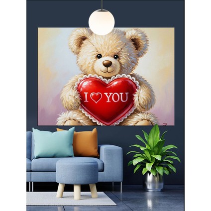 Kalpli Ayıcık "seni Seviyorum" Yazılı Dekoratif Kanvas - Mdf Ahşap Tablo modelleri